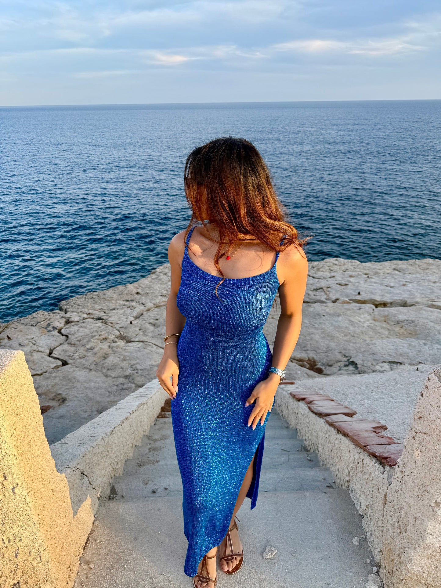 Robe pailletée bleu