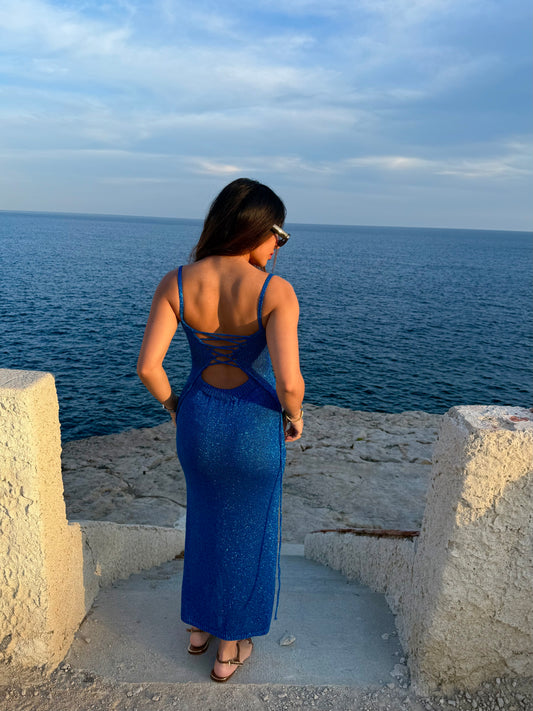 Robe pailletée bleu