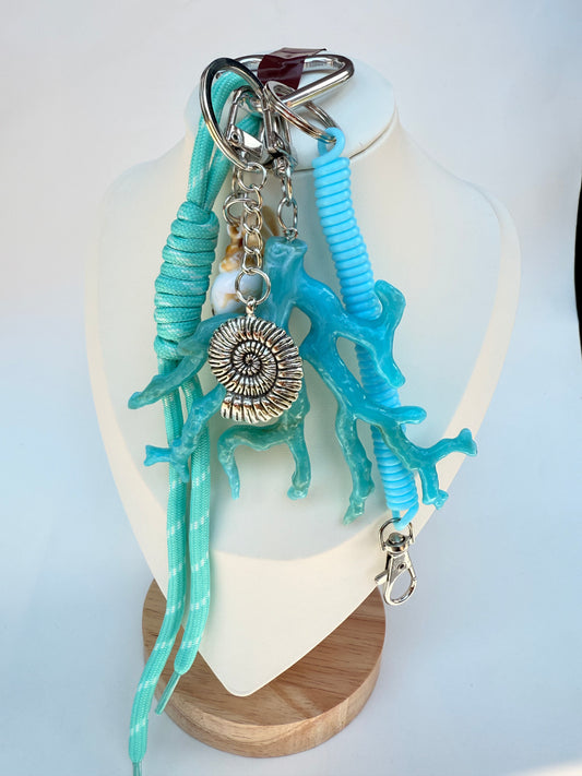 Porte clés corail bleu