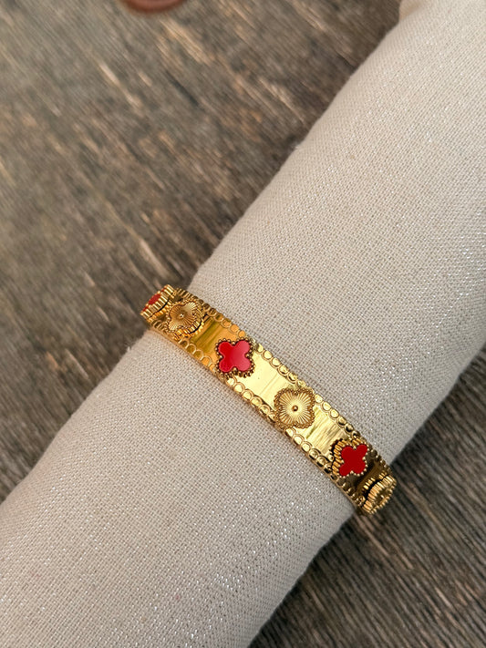 Bracelet fleur rouge